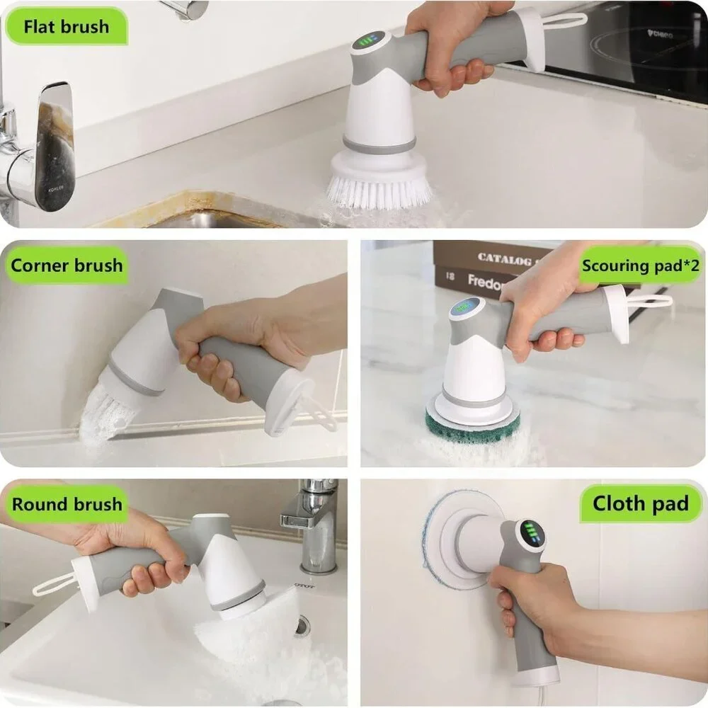 Electric Spin Scrubber, 2025 New Bathroom Scrubber Electric with 6 Heads - NEW